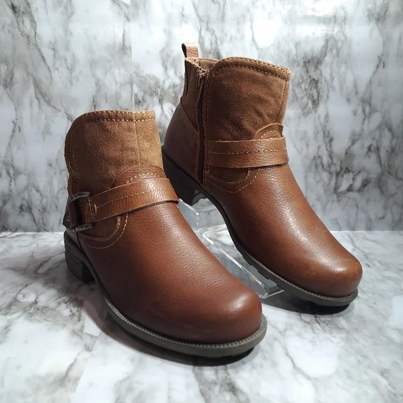 Earth Origins By Earth Women's Paris Ankle Boots Suede Leather Brown Size 9W - Picture 2 of 16